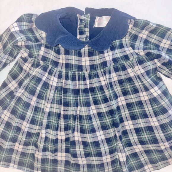 Cecil and Lou Girls Navy Green Plaid Corduroy Collar Blouse Holiday Prep 3T - Picture 4 of 14